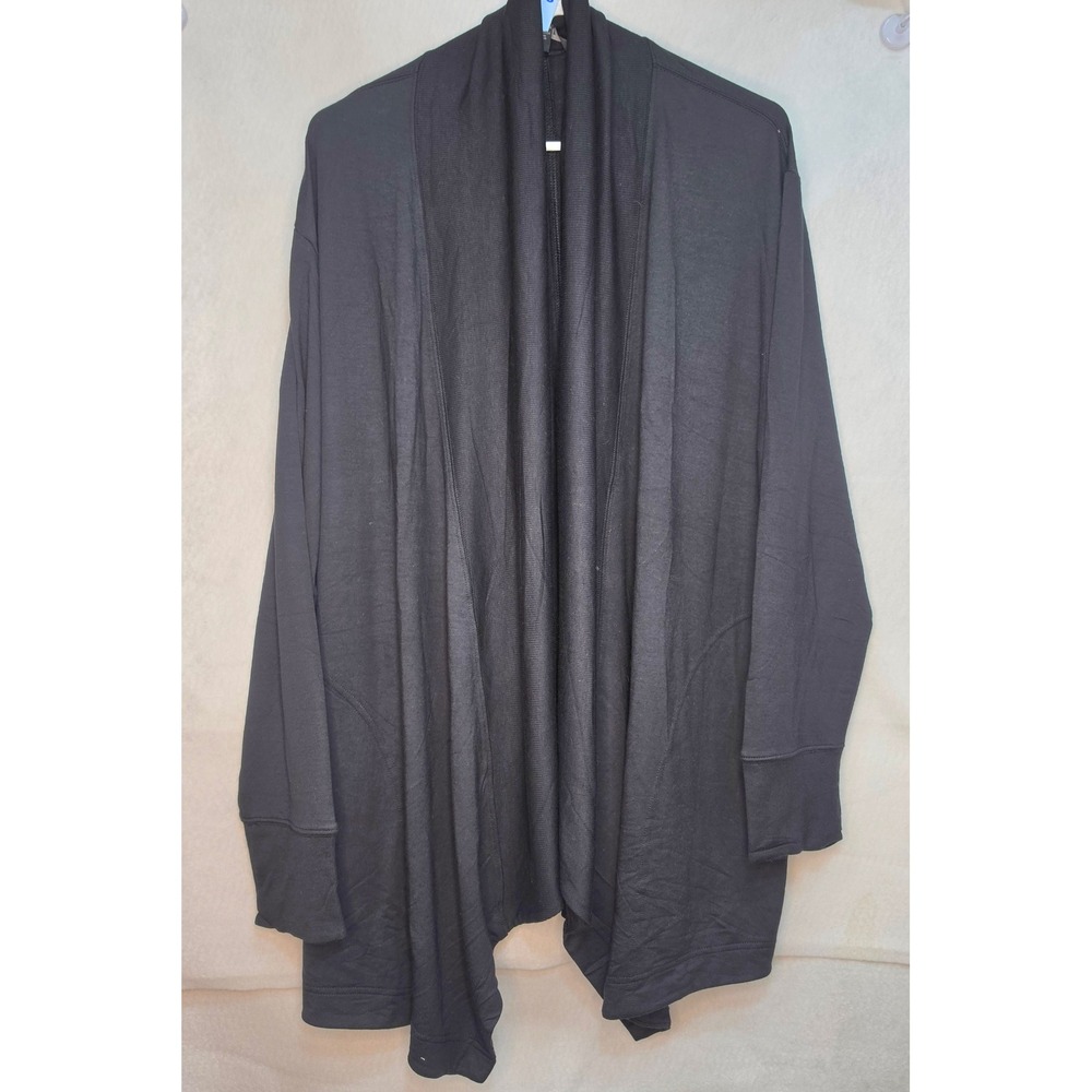 Athleta Womens XL Black Open Front Draped Shawl Collar Cardigan with Pockets
